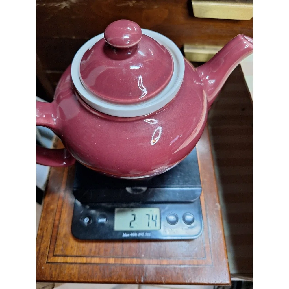 Vintage 1930s McCormick Tea Baltimore Md Ceramic Teapot with Infuser Burgundy